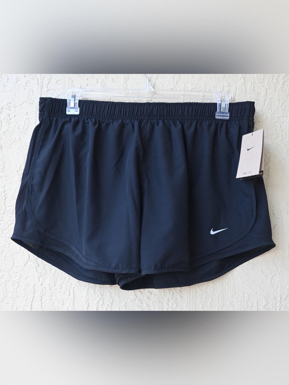 Nike Dri-Fit Black Women's Athletic Running Swim Shorts with White Swoosh